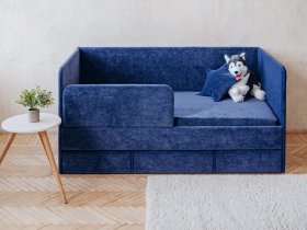 Диван-кровать Happy (синий) в Ужанихе - uzhaniha.mebel-nsk.ru | фото