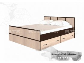 Кровать двуспальная с ящиками 1,4м Сакура (BTS) в Ужанихе - uzhaniha.mebel-nsk.ru | фото