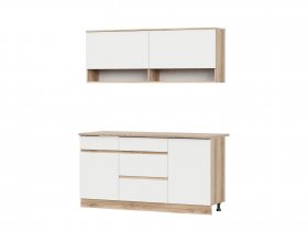 Кухонный гарнитур 1,6м Брауни (дуб делано/белый) в Ужанихе - uzhaniha.mebel-nsk.ru | фото