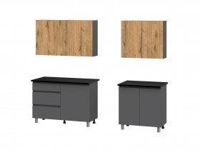 Кухонный гарнитур Эккервуд (2,0м) (SAFE) (графит/дуб торонто) в Ужанихе - uzhaniha.mebel-nsk.ru | фото