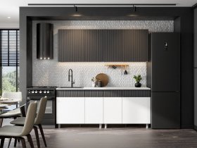 Кухонный гарнитур София (2,0м) (бланж/графит матовый) в Ужанихе - uzhaniha.mebel-nsk.ru | фото