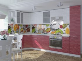 Модульная кухня «Валерия» (страйп белый/красный) в Ужанихе - uzhaniha.mebel-nsk.ru | фото