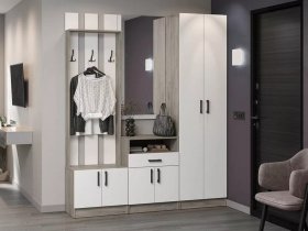 Модульная прихожая Вега (дуб крафт серый/белый) в Ужанихе - uzhaniha.mebel-nsk.ru | фото