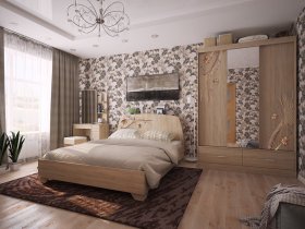 Модульная спальня Виктория-1 (дуб сонома) в Ужанихе - uzhaniha.mebel-nsk.ru | фото