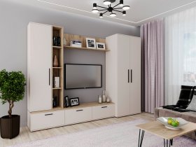 Модульная стенка Верона (сатин/дуб крафт серый) в Ужанихе - uzhaniha.mebel-nsk.ru | фото