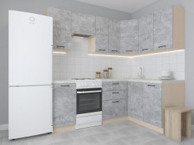 Модульная угловая кухня 1,4м*2,1м Лада (цемент) в Ужанихе - uzhaniha.mebel-nsk.ru | фото