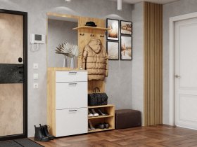 Прихожая Монтана (дуб крафт золотой/белый) в Ужанихе - uzhaniha.mebel-nsk.ru | фото