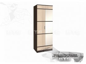 Шкаф двухстворчатый с зеркалом платяной-бельевой Сакура (BTS) в Ужанихе - uzhaniha.mebel-nsk.ru | фото