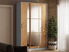 Шкаф-купе 1,4м «Стиль-2» (белый/дуб крафт золотой) в Ужанихе - uzhaniha.mebel-nsk.ru | фото