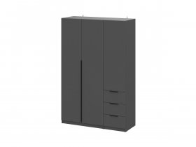 Шкаф трехстворчатый с ящиками ШК-22 (графит) в Ужанихе - uzhaniha.mebel-nsk.ru | фото