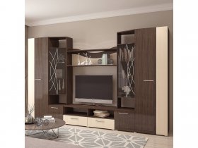 Стенка Гамма (дуб венге/дуб молочный) в Ужанихе - uzhaniha.mebel-nsk.ru | фото