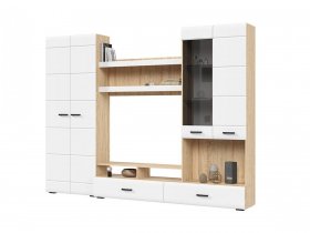 Стенка ГС-01 Либерти (дуб сонома/белый глянец) в Ужанихе - uzhaniha.mebel-nsk.ru | фото