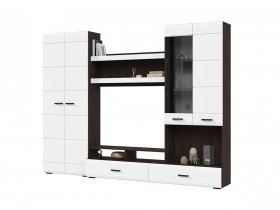 Стенка ГС-01 Либерти (венге/белый глянец) в Ужанихе - uzhaniha.mebel-nsk.ru | фото