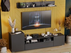 Стенка «Сильвия» (графит серый) в Ужанихе - uzhaniha.mebel-nsk.ru | фото