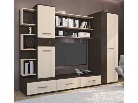 Стенка Верона (дуб венге/дуб молочный) в Ужанихе - uzhaniha.mebel-nsk.ru | фото