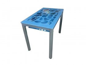 Стол обеденный В 828-2 (стекло голубое) в Ужанихе - uzhaniha.mebel-nsk.ru | фото