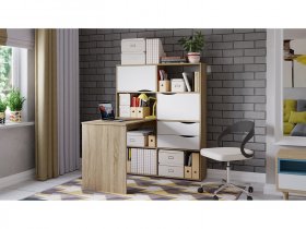 Стол письменный тип 7 (дуб сонома/белый ясень) в Ужанихе - uzhaniha.mebel-nsk.ru | фото